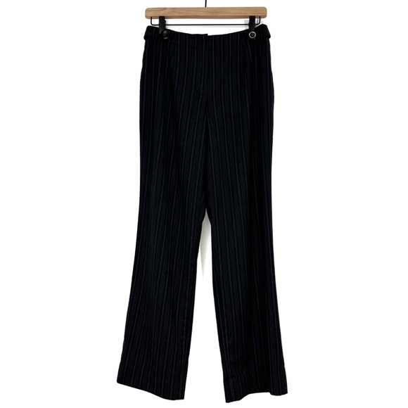 Carlisle Women’s Size 6 Small Gray Stripe Wool Blend Button Detail Trouser Pants - Picture 2 of 9